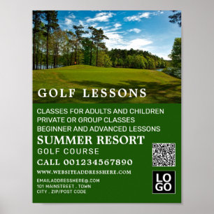 Poster Golf Course, GoIf Leçon Publicité
