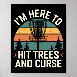 Poster Golf de disque drôle frappe les arbres et jure rét
