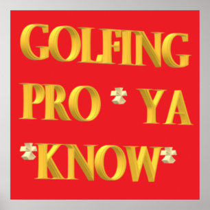 Poster Golf design sport rouge et or grand texte