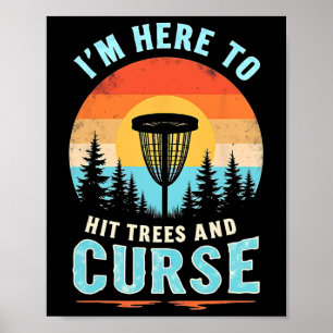 Poster Golf Disc Drôle - Humour Rétro de Frappe d'Arbre 