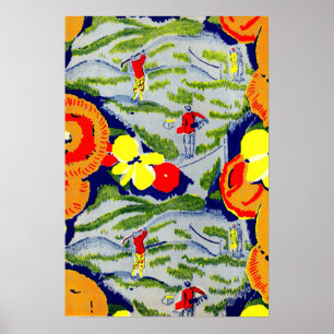 Poster golf et fleurs