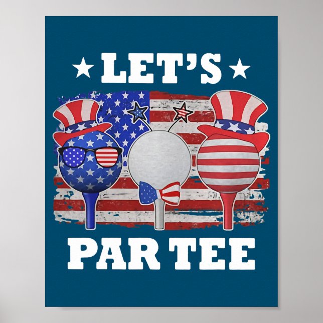 Poster Golf Lets Par American Flag Independence Golf 4e (Devant)