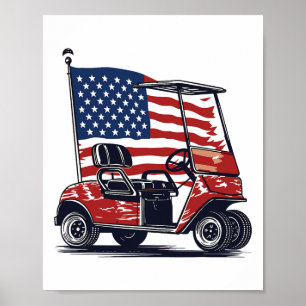 Poster Golf Part Drapeau américain 4 juillet Sport Patrio