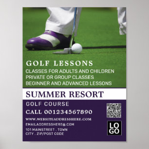 Poster Golf Putt, GoIf Leçon Publicité