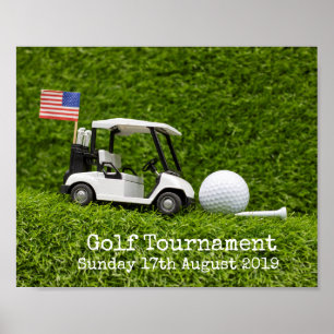 Poster Golf Sauvez la date Tournoi de golf avec drapeau a