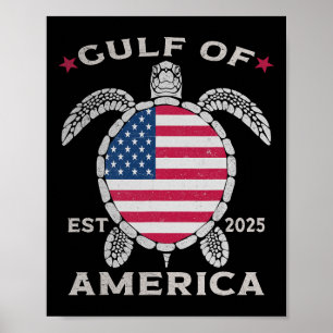 Poster Golfe Des Etats-Unis Amérique Tortue Us Drapeau Es