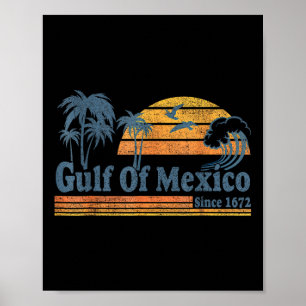 Poster Golfe du Mexique depuis 1672 Rétro Vintage Plage 