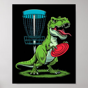 Poster Golfeur de disque drôle dinosaure T-rex Sket Golfe