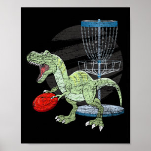 Poster Golfeur de Frisbee T Rex Dinosaure Joueur de Golf 