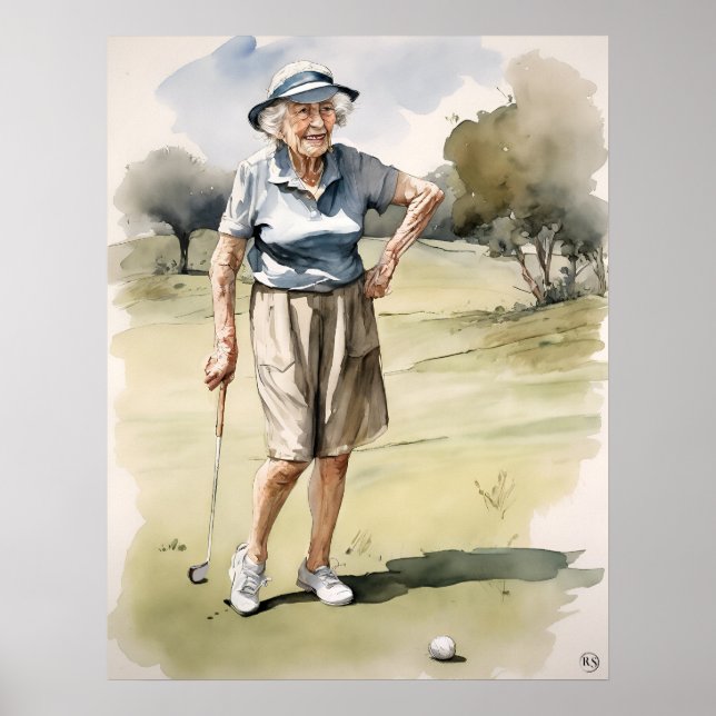 Poster Golfeur senior - Art Golf Imprimer (Devant)