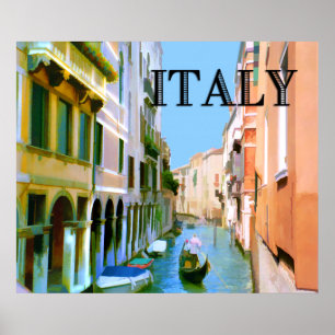 Poster Gondolier dans Canal à Venise ITALIE