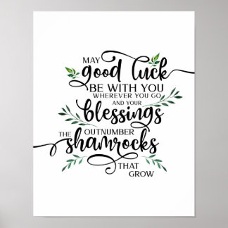 Poster Good Luck Shamrock Irish Blessing Art