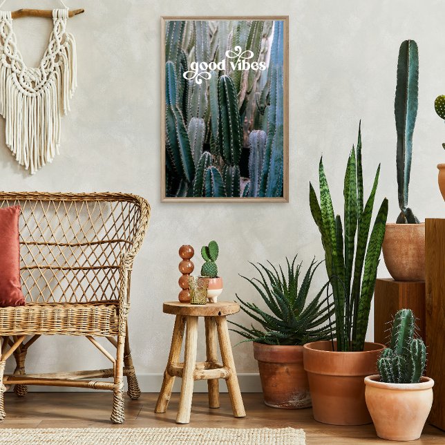 Poster Good Vibes | Tendance Rétro Été Désert Cactus (Créateur téléchargé)