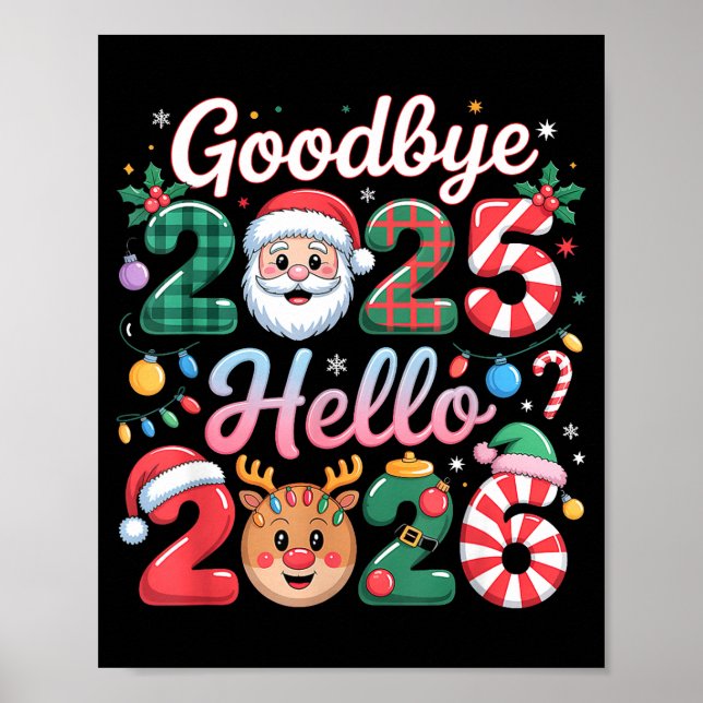 Poster Goodbye 2025 Hello 2026 Christmas New Year Gift  (Devant)
