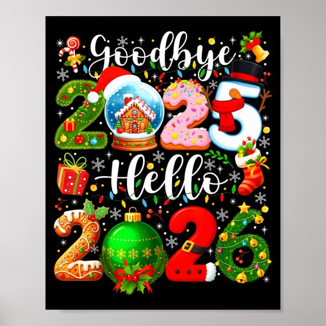Poster Goodbye 2025 Hello 2026 Happy New Year's Eve Chris (Devant)