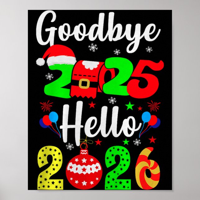 Poster Goodbye 2025 Hello 2026 Happy New Year's Eve Chris (Devant)