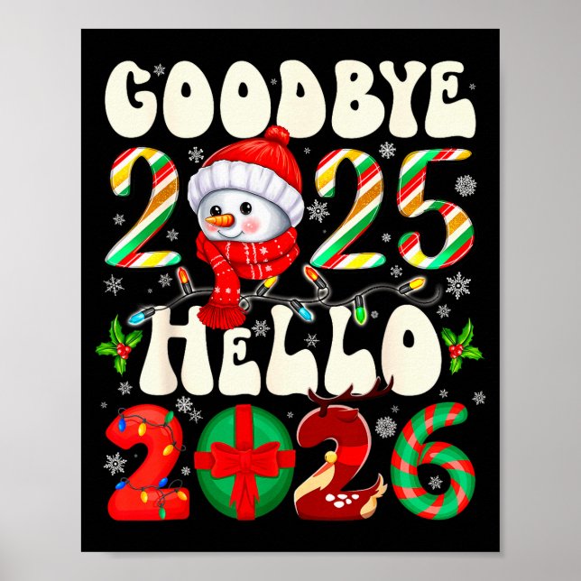Poster Goodbye 2025 Hello 2026 Merry Christmas Happy New  (Devant)