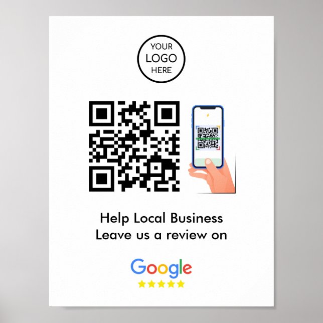 Poster Google Avis | Profil d'entreprise Code QR (Devant)