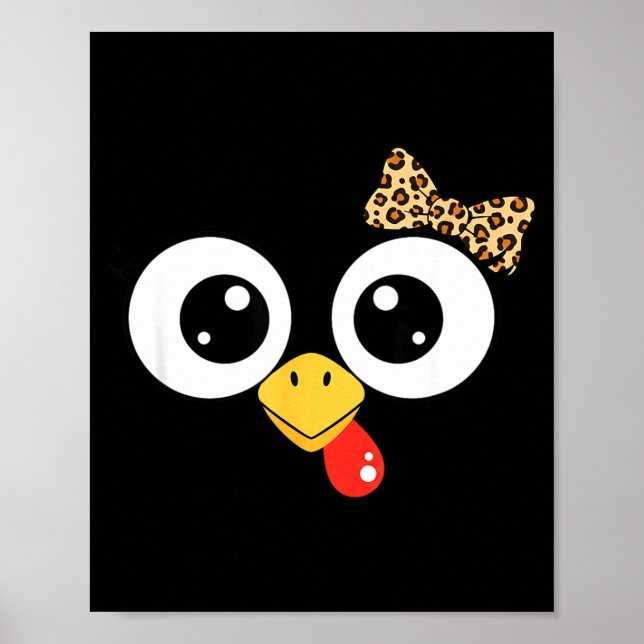 Poster Googly-eyed Turkey With Leopard Bow, Funny Cartoon (Devant)