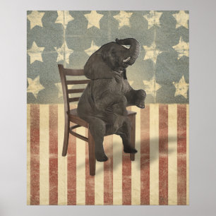 Poster GOP Elephant prend la présidence drôle politique