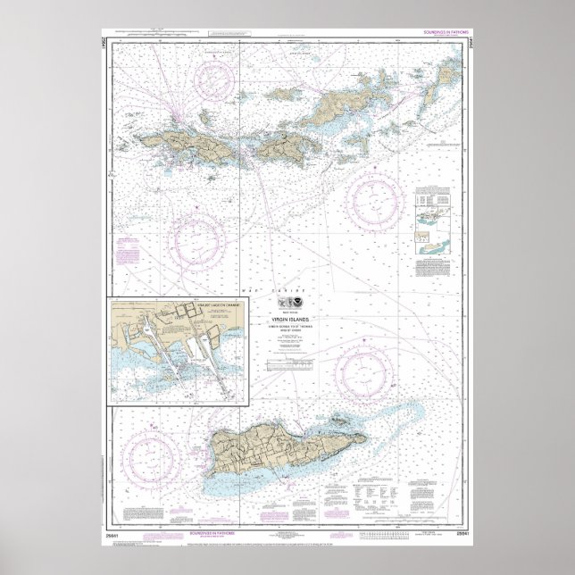 Poster Gorda à St Thomas et Sainte Croix Carte nautique (Devant)