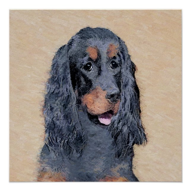 Poster Gordon Setter Peinture - Joli art original chien (Devant)