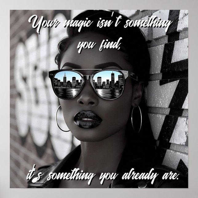 Poster Gorgeous Woman in City with Sunglasses and Quote (Devant)