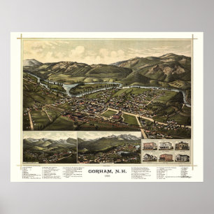 Poster Gorham, carte panoramique de NH - 1888