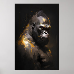 Poster Gorilla Ape Portrait Animal Nature Faune Esprit