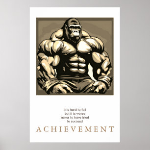 Poster Gorilla Bodybuilder Motivational Sepia