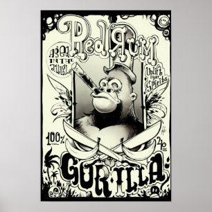 Poster Gorilla du rhum rouge