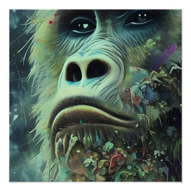 Poster Gorilla et Plante (Devant)