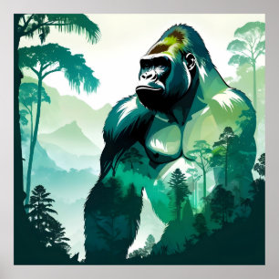 Poster Gorilla Faune Animaux Nature Environnement Jungle