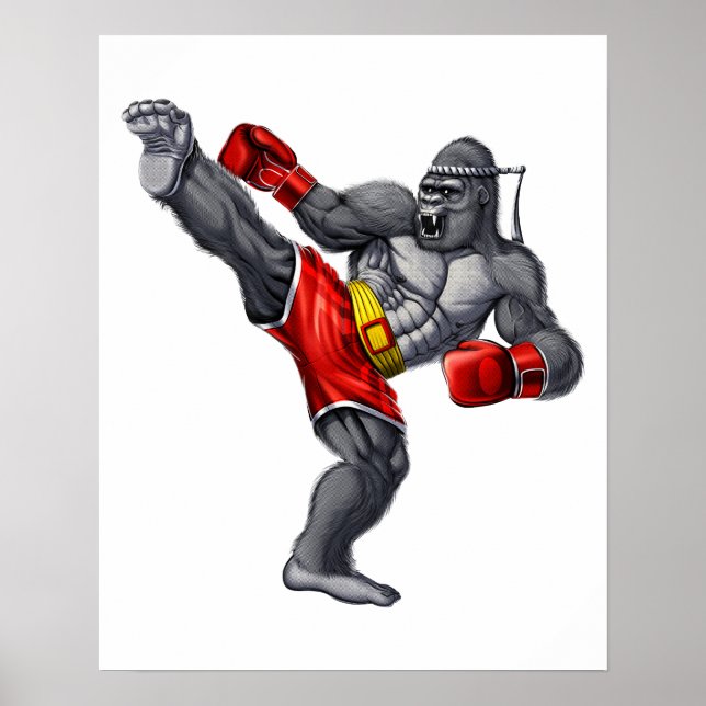 Poster Gorilla Muay Thai Fighter (Devant)