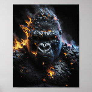 Poster Gorille de l'Enfer – Bête de lave ardente Art numé