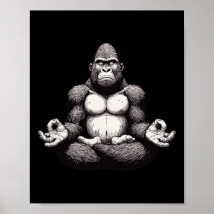 Poster Gorille de méditation Yoga Pose Animal relaxant