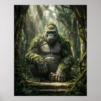 Poster Gorille de Pierre Art Monolithique Jungle