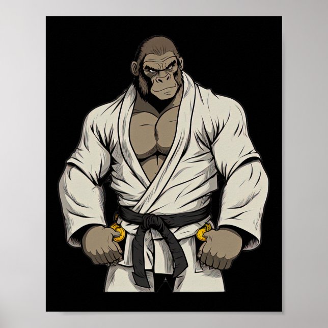 Poster Gorille En Keikogi - Karateka Japonais (Devant)