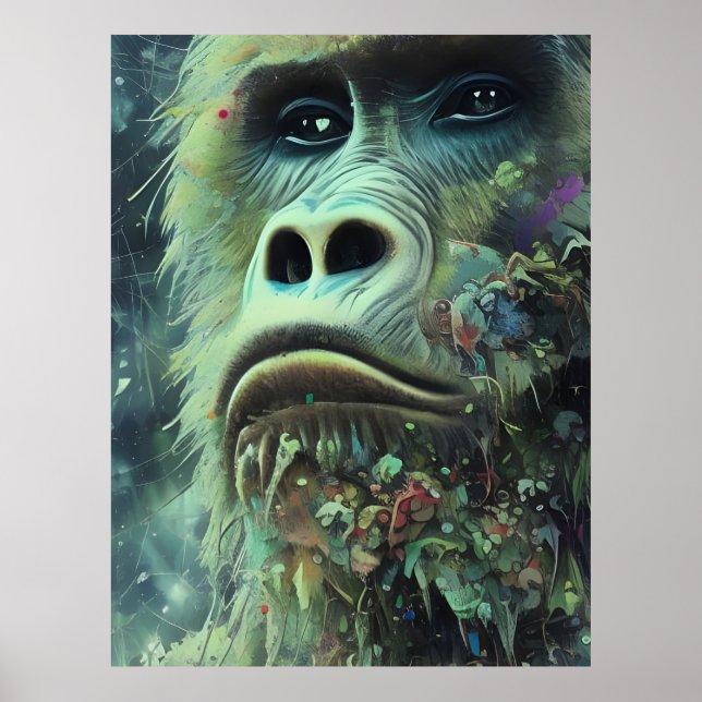 Poster Gorille et Plante (Devant)