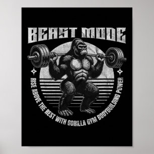 Poster Gorille soulève haltère - Forme physique 