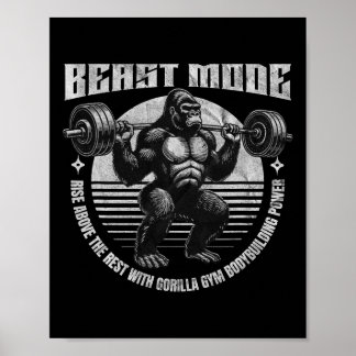 Poster Gorille soulève haltère - Forme physique 
