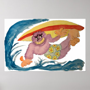 Poster Gorille Surfeur