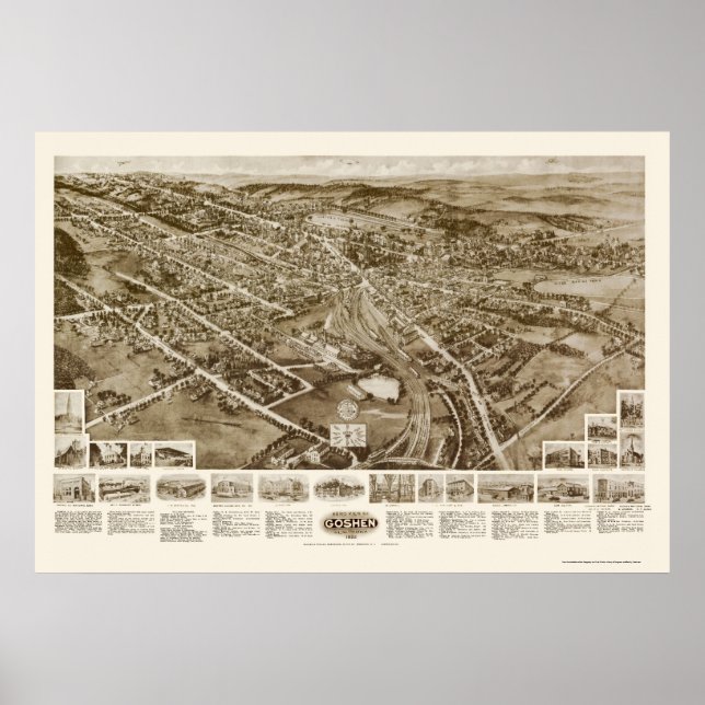 Poster Goshen, NY Carte panoramique - 1922 (Devant)