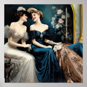 Poster Gossiping deux femmes qui rient