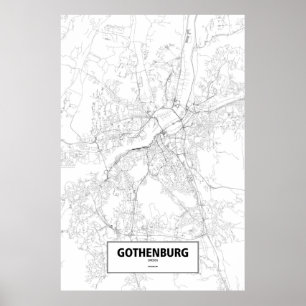 Poster Göteborg, Suède (noir sur blanc)