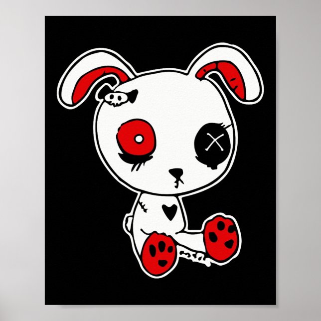 Poster Goth Bunny Lazy Costume d'Halloween Scary Gothique (Devant)
