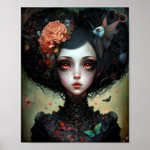 Poster Goth Déplaisant mignonne fille gothique
