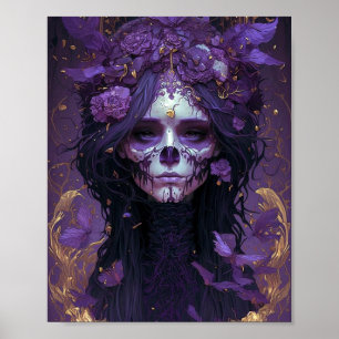 Poster Goth Skull Woman Dark Imaginaire Art