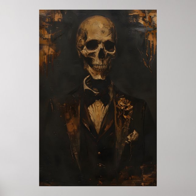 Poster Gothic Skeleton in Tuxedo Art Printable Victorian (Devant)