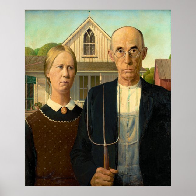 Poster Gothique américain par Grant Wood (1930) (Devant)